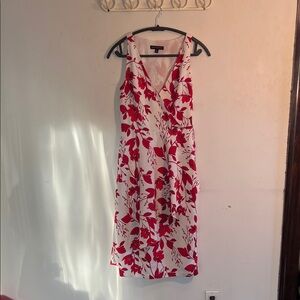 Banana Republic Red and White Floral Midi Dress Size 0